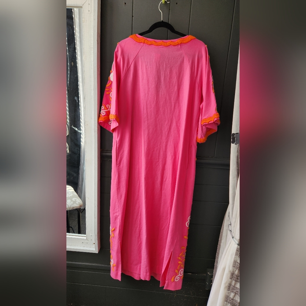 Frances Valentine Pink, White and Orange Peacock Kaftan - Picture 8 of 8